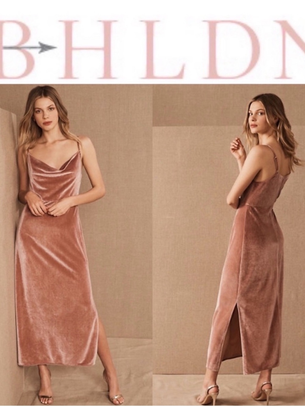 NWT BHLDN Velvet Nasha Dress Pink Mauve Size 10
